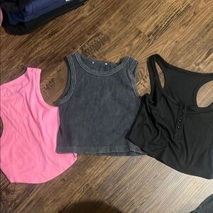 Stylish Women's Tank Top Set - Black, Gray, Pink
